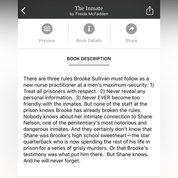 The Inmate by Freida McFadden Paperback Book - Picture 3 of 3